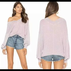 Free People We The Free South Side WaffleThermal Lilac Off the Shoulder Top
